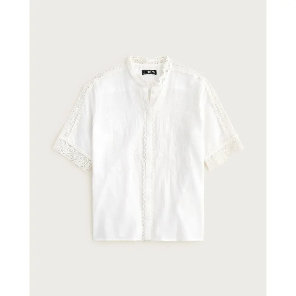J.Crew Embroidered lace-trim button-up shirt White 2